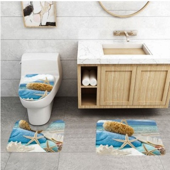 Customizable bathroom toilet three-piece floor mat, washbasin foot mat, toilet seat pad, U-shaped pad, toilet seat water-absorbing mat