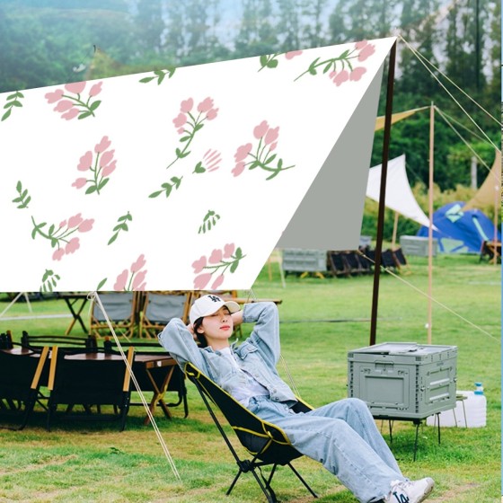 Silver glue sun protection tent, outdoor sunshade canopy, rainproof and windproof camping equipment, camping and picnic supplies