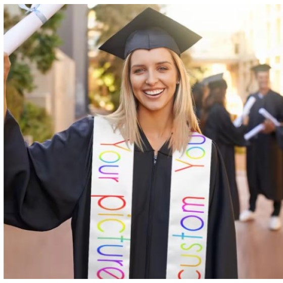 Custom Name Graduation Stole Personalization Shawl For Ceremony Photo